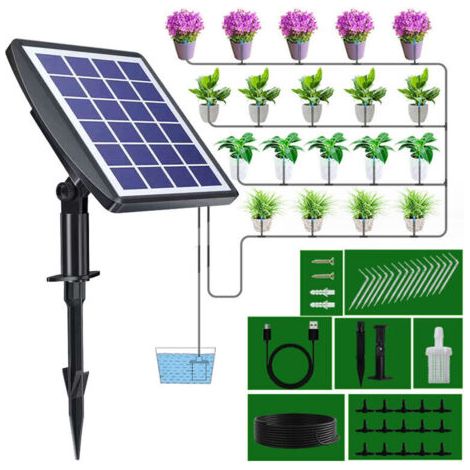 Automatische Solar-Bewässerungssysteme, automatische Bewässerungssets und Balkon, Terrasse, Garten 1 Weg 10 MUMU