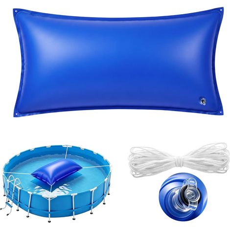 120 x 240cm Coussin d'air de Piscine, Flotteur Hivernage Piscine Rectangle  Coussin de Piscine avec Corde de 15 m, Soupape de Sécurité (1/5)