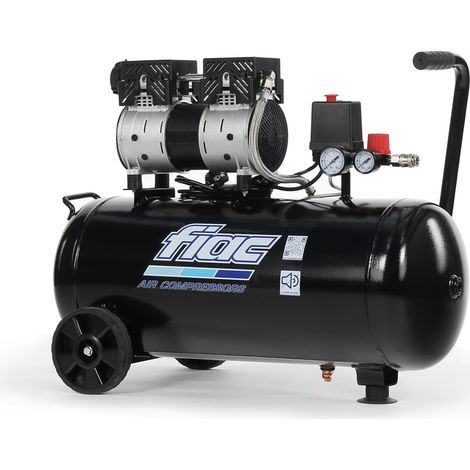 FIAC Compressore d'Aria Mobile Silenzioso SUPERSILENT 50, Compressore Aria Senza Olio, Pressione Massima 8 Bar, Potenza 1 CV, Serbatoio 50 Litri, Rumorosità 58 dB LpA (1/5)