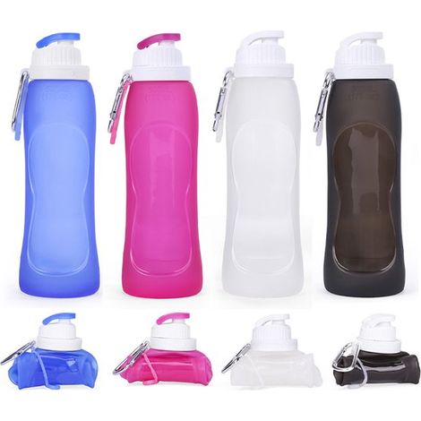 Sport Trinkflasche, BPA frei, ultraleicht, 500 ml, faltbar, auslaufsicher, für Fitness, Fitnessstudio, Yoga, Wandern und Outdoor Aktivitäten. Tra (1/5)