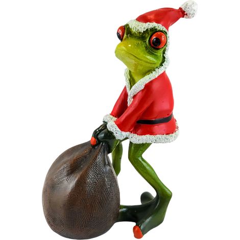 Statuetta natalizia di Babbo Natale a forma di rana con sacco (1/5)