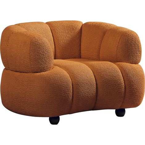 Fauteuil en tissu bouclette terracotta COLIANI (1/5)