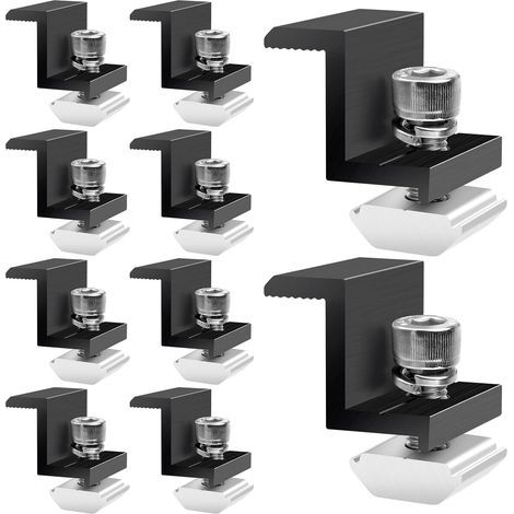 Fixation Panneau Solaire: 10 Pièces Support Panneau Solaire en Aluminium 30 mm, Support Montage Panneau Solaire en Z pour Panneau Photovoltaïque Camping Car Toiture Mural, Avec Ecrous et Boulon (1/5)