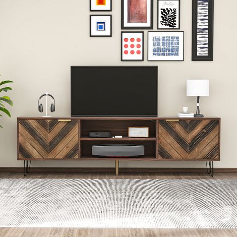 TV Möbel Schrank Aufbewahrung 155 cm Holzoptik OKMYHOME (1/5)