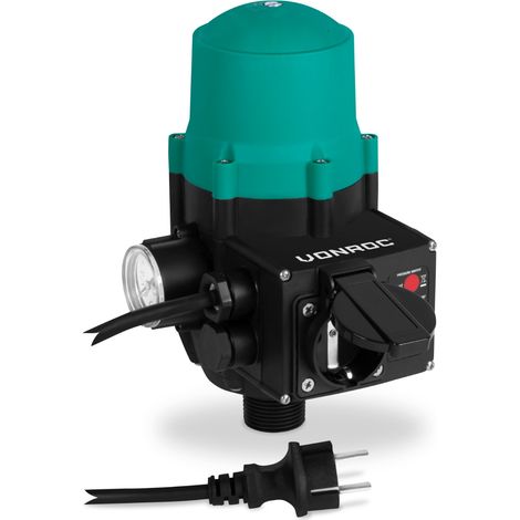 Vonroc – Commutateur de pression électronique Plug & Play – Max. 1100W – Réglage de pression 1,5 à 2,5 bars – Protection contre marche à sec