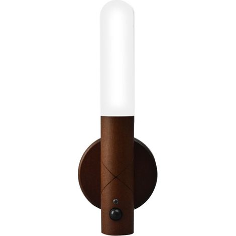 Lámpara de noche con sensor de movimiento, recargable, de madera, luz blanca cálida regulable, aplique de pared magnético (1 unidad)
