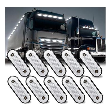 Feux de Position Latéraux LED Camion Montage Surface, Blanc Scellé Feux de Gabarit Latéraux 12-24 V, Feux de Position Latéraux étanches pour Remorque, Camion, Bateau (1/5)