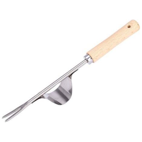 Manual Weeder for Garden, Stainless Steel Weeder with Wooden Handle, Gardening Tool for Weeding Your Garden, Length 32cm, 1 Piece (1/4)