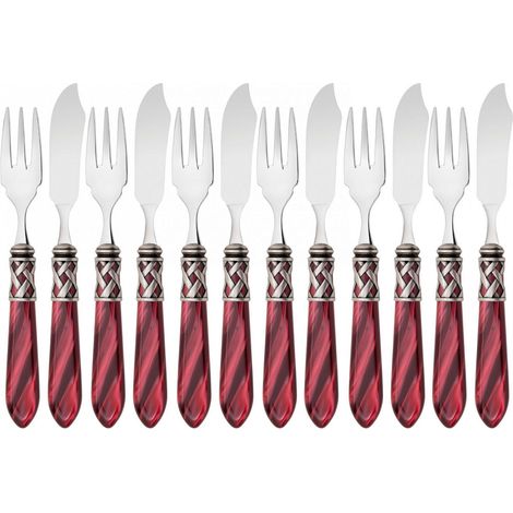 ALADDIN Ghiera Argento Anticato, Posate Set 12 pz Pesce, Casa