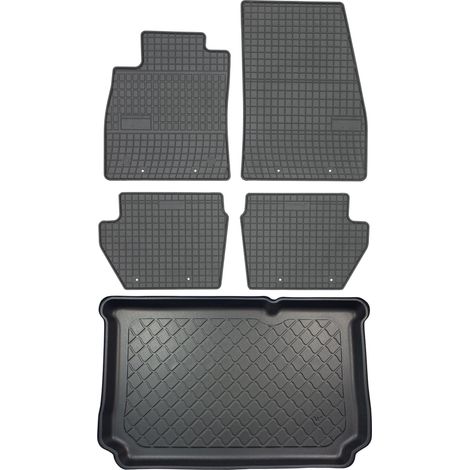 Ford Fiesta VII Hatchback desde julio de 2017. JUEGO: alfombrillas de goma para coche + alfombrilla para maletero.