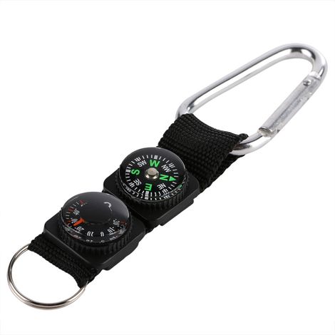 Mini Thermomètre Pendentif Multifonction avec Boussole Clé Porte-Clés - KZQ (1/4)