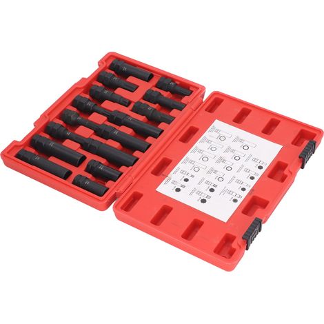 Jeu de 16 écrous de roue antivol avec clé maîtresse SAE et métrique, kit de démontage de verrous, outillage de réparation de pneu pour voiture (1/5)