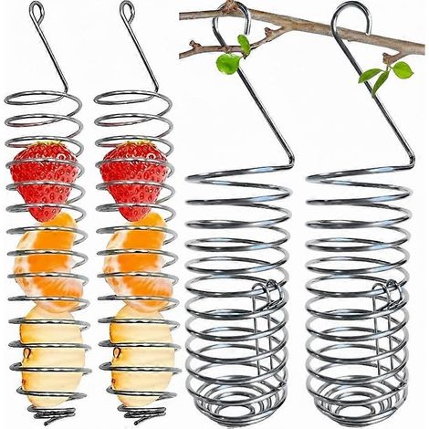 Lot de 4 mangeoires suspendues en acier inoxydable pour perroquets, fruits et légumes, avec panier à nourriture pour la maison (1/5)