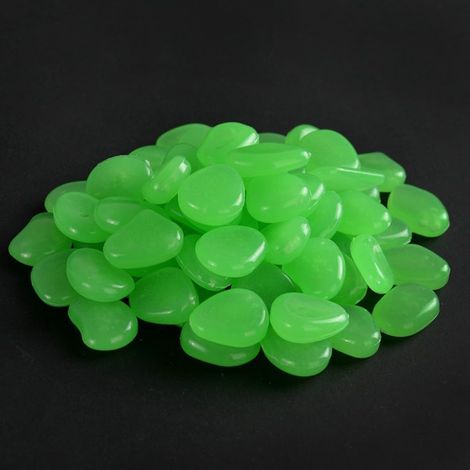 Lot de 50 galets phosphorescents, taille 2-3cm, résine photoluminescente, pour jardin, allée, aquarium