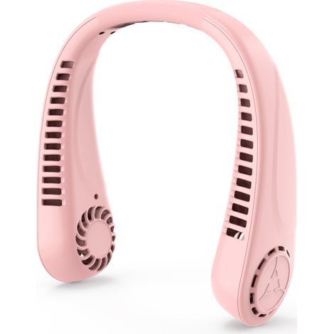 Mini ventilador USB, ventilador de cuello portátil y recargable, sin aspas, silencioso y con velocidad ajustable - Rosa