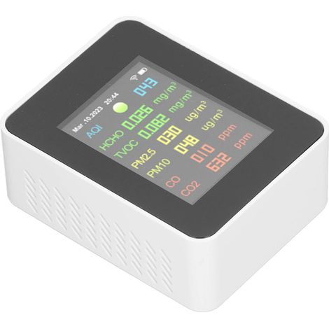 Moniteur de qualité de l'air 9 en 1 avec détecteur d'air WiFi, écran LCD couleur et appareil de mesure multifonctionnel pour l'intérieur. (1/5)