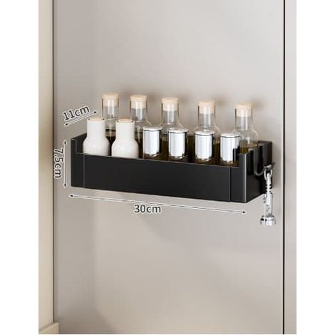 Filiyano-Porte-épices magnétique pour réfrigérateur, porte-essuie-tout autocollant pour cuisine, noir, en stock unique