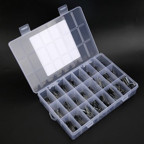 Lot de 240 condensateurs électrolytiques noirs 0,1 µF-1000 µF avec boîte de rangement (Composants électroniques) (1/5)