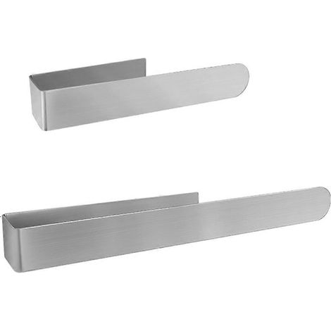Lot de 2 porte-essuie-tout en acier inoxydable, multifonctionnel, pour salle de bain, sans perçage. (1/5)