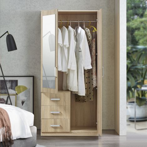 Kleiderschrank Bodolz 176x80x52 cm mit Spiegel [en.casa]