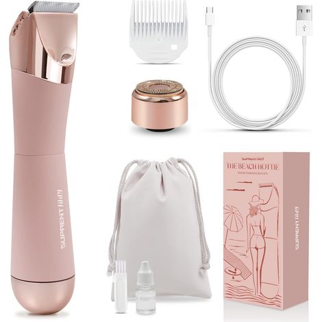 Bikini Trimmer for Women Painless Hair Removal Waterproof  2 in 1 Pubic Hair Facial Hair Shaver Cordless Electric Shaver with USB-C Rechargeable (1/5)
