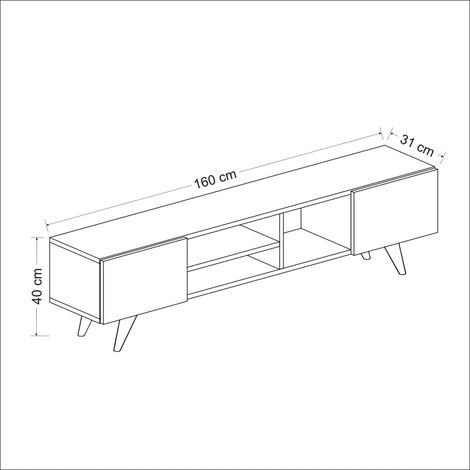 Mueble TV con 2 puertas 40 x 160 x 31 cm efecto roble / negro 030007748