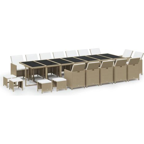 Maison Exclusive - Set da Pranzo per Giardino 19pz con Cuscini in Polyrattan Beige