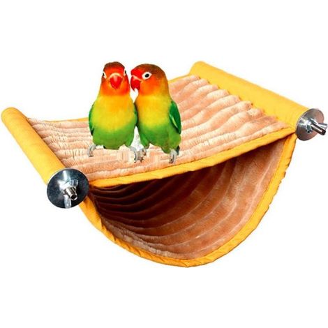 Une cage pour perroquet jaune de 8x15cm Hamac amovible et lavable Appui-fenêtre multicolore berceau suspendu (1/5)