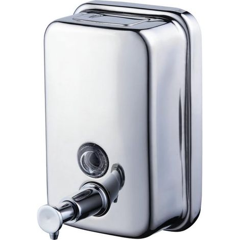 Dispenser manuale di sapone liquido in acciaio inox, da parete, 500 ml, acciaio inox cromato (1/5)
