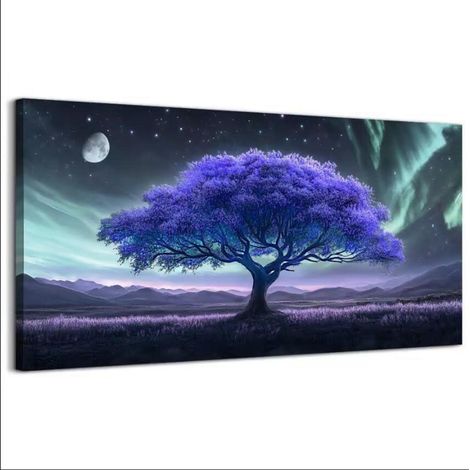 Wandbild Lila Leinwand Abstrakt Heiliger Baum 119L x 59B cm (1/5)