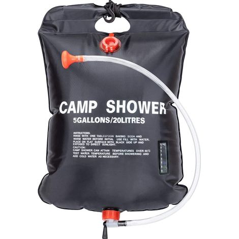 Douche de jardin solaire 20 l, douche solaire, douche extérieure mobile, pour jardin, piscine, extérieur, à suspendre, noir