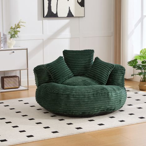 Canapé relax avec 3 coussins, canapé 1 place pour salon et chambre, chenille, vert