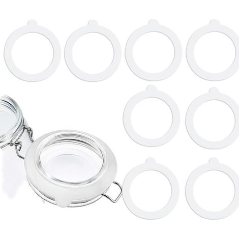 Set mit 8 Ersatz-Gummidichtungen für Gläser, weiße Gummidichtungen, Silikon-Glasdeckel zur Aufbewahrung von verschlossenen Gläsern (1/4)