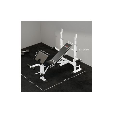 Banc de musculation multifonction avec presse jambes, repose-bras réglable, noir HAVRYA (1/5)