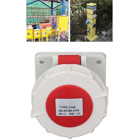 Dreiphasige, 4-polige, 16 A, IP67, AC380–415 V, wetterfeste Industrie-Einbausteckdose (1/5)