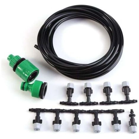 Kit d'arrosage de buse d'arrosage de Tuyau de système de Refroidissement de brumisateur d'eau pour la terrasse de Jardin de Serre(5M)