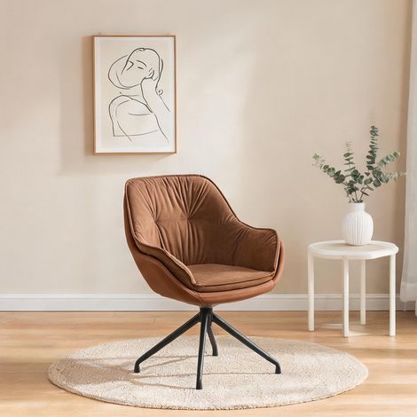 Fauteuil coloris marron en similicuir 67,5 x 66 x 80 cm (1/5)