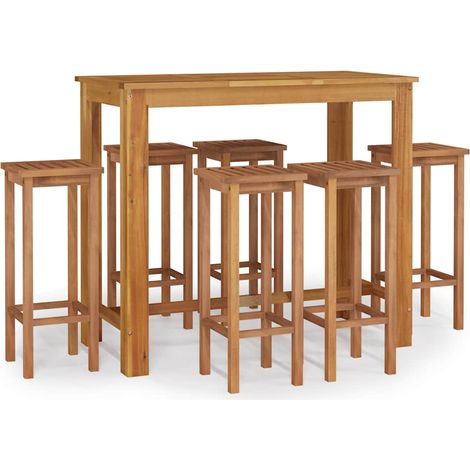 Maison Exclusive - Mesa y taburetes altos de jardín 7 pzas madera (1/5)
