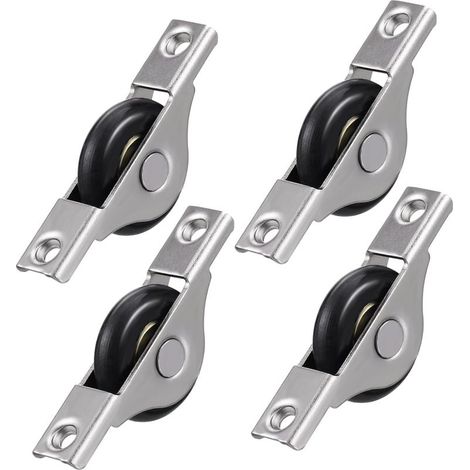 4-teiliges Rollen-Ersatzset für Schiebetüren, Nylon-Schranktürrollen, schwarze Kunststoff-Stahlrollenlager, 30 mm für Schrank- und Kleiderschrankschienen (1/5)