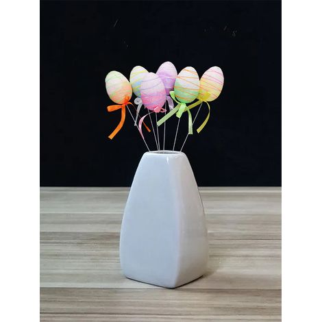 Set mit 2 Sets à 6 dekorativen Ostereiern zum Einstecken, 4x6 cm, mehrfarbig, aus Schaumstoff und Kunststoff, Gesamtlänge 25 cm, Partygeschenk für Kinder. (1/4)