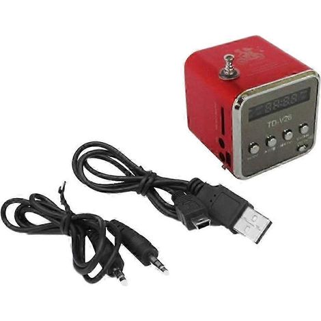 Radio FM portable TD-V26 avec haut-parleur LED, lecteur MP3 et carte SD/TF, mode sans fil, rouge, radio numérique (1/5)