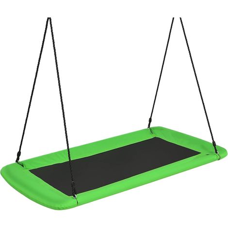 COSTWAY Columpio de Nido Columpio Colgante para Niño Cuerda Ajustable de 100-180 cm Carga hasta 315 kg para Jardín Interior Exterior (Verde) (1/5)