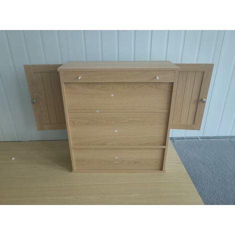 Mobile bagno sospeso in MDF effetto rovere, 2 ante e ripiano aperto, 50 x 20 x 60 cm (1/5)