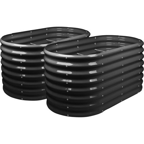 2 jardinières surélevées rondes sans fond, acier galvanisé anthracite, 120 x 60 x 60 cm (1/5)