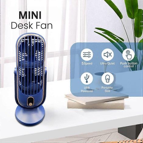Ventilador de escritorio portátil de 720° con rotación, 5 velocidades ajustables, refrigeración ultrasilenciosa, alimentado por USB, pantalla digital para el hogar, la oficina, la escuela y exteriores (1/5)