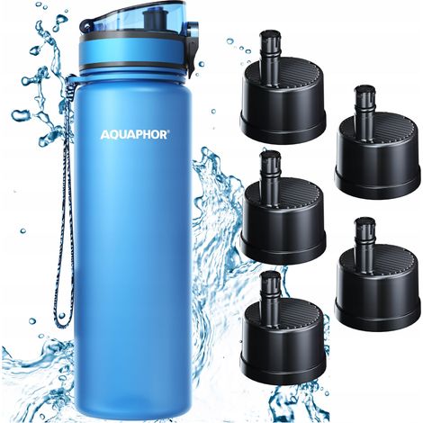 Flacone filtro Aquaphor City da 800 ml blu + 5 cartucce (1/5)