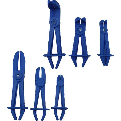 Lot de 6 colliers de serrage bleus Pince à sertir droite et 90° avec 3 tailles de colliers de serrage pour conduites de frein, de carburant et de gaz (1/5)