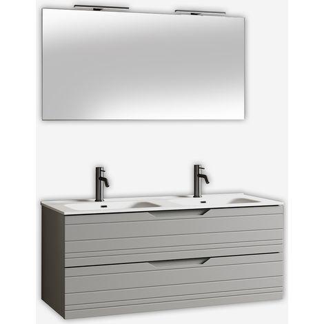 Mobile bagno sospeso doppio lavabo 120 cm Solmira - Grigio
