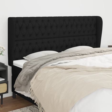 Kopfteil mit Ohren Schwarz 183x23x118/128 cm Stoff (1/5)