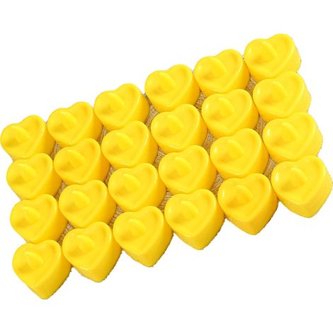 24 herzförmige LED-Teelichter aus Kunststoff, flammenlos, geruchlos, mit Fernbedienung, gelb, für die Heimdekoration (1/5)
